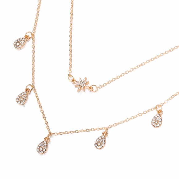 N15 | Boho Dainty Two Layer Crystal Star Choker - Picture 2 of 6